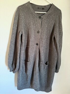 Daisy Fuentes Gray Long Knit Button Cardigan